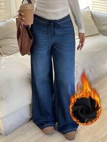 Siren Gaze Women's Dark Blue Casual Thermal Lined Jeans Winter - Dark Wash - View 2