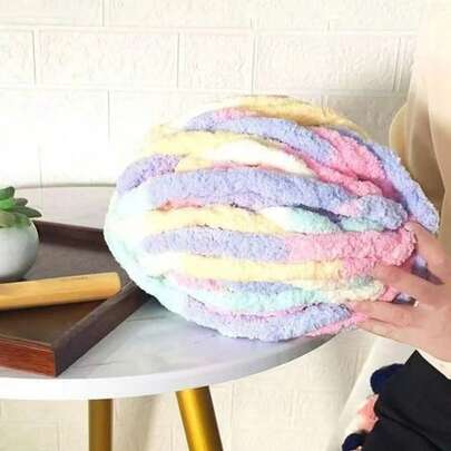 1pc/Roll Finger Knitting Plush Yarn, DIY Blanket, Mat, Scarf, Donut Shaped Yarn (Approx. 45-75g Weight, 4-8m Length, Not Recommended To Purchase 1 Roll As It Cannot Complete 1 Finished Product)