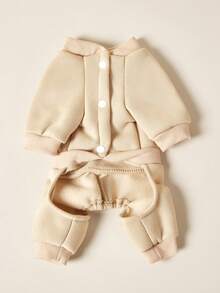 PETSIN 1pc Pet Cat Dog Universal Round Neck Pullover, Apricot Pink Gray Hoodie, Elastic And Comfortable Four Legged Clothes, Fashionable Printed Basic Style, Can Pull Dog Jumpsuit - Multicolor - View 12