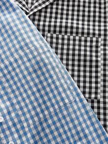 AXEPEAK 男士格子简约休闲短袖衬衫 - 彩色 - 查看 5