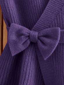GlowEve New Fashionable Mixed Color Chic Versatile Knitted Sweater Top - Purple - View 5