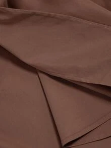 SHEIN MOD 棕色收腰长袖女式风衣，女式风衣外套，秋季女装连衣裙 - 棕色 - 查看 3