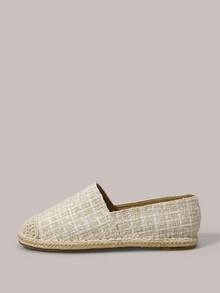 Styleloop Women's Flat Loafers, Espadrille Slip-On Shoes, Casual Shoes With Rope Patchwork Decoration, Pure Apricot Color Backless, Suitable For Christmas, Thanksgiving, New Year Party Outfits - Apricot - View 2