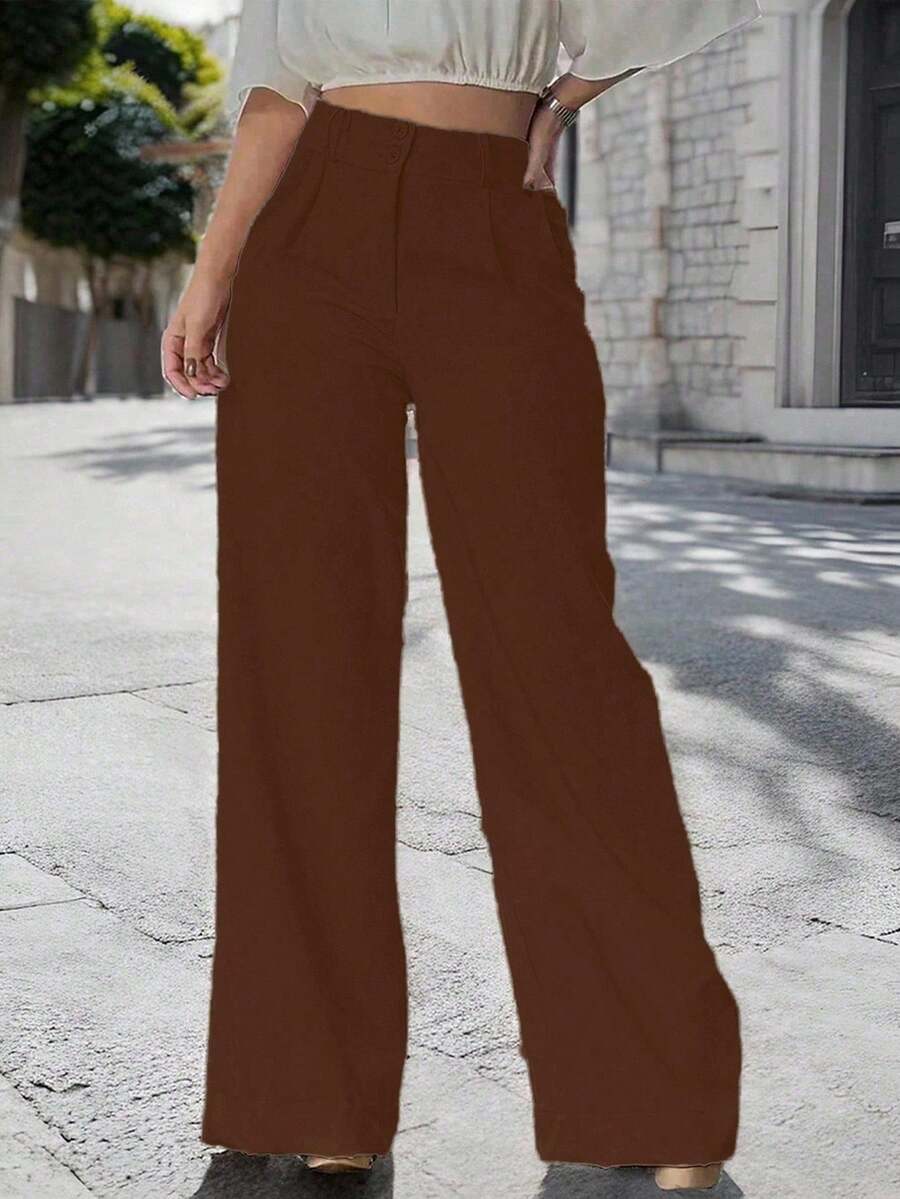 SHEIN Clasi 女士纯色编织休闲阔腿裤