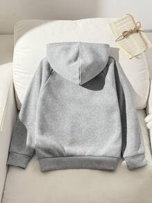 SHEIN 青少年女孩休閒街頭風針織運動外套，輕量灰色附蝴蝶結刺繡，拉鍊口袋，適合秋冬、週末、休閒出遊、返校 - 灰色 - 查看 6