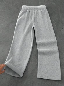 Manfinity EMRG 1pc Men's Sweatpants With GOOD LUCK Print,Loose Fit Elastic Waistband Joggers,Dark Grey,Summer,Streat Wear,Gym Casual Couple Matching Pants For Men - Light Grey - View 2