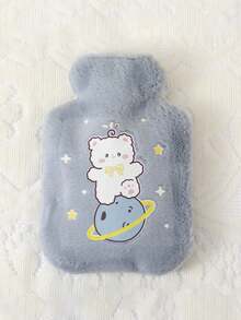 Pink Hot Water Bottle With Cover, PVC Hot Water Bottle With Cute Patterns And Soft Plush Cover, School Supplies