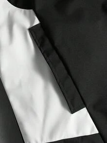 PAVTROS 男士休闲撞色拉链连帽长袖夹克，男士科技风街头风拉链黑白夹克 - 黑色 - 查看 4