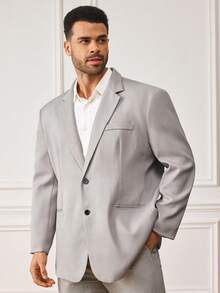 EASEVO Plus Size Men's Solid Color Minimalist Casual Long Sleeve Blazer, Wedding