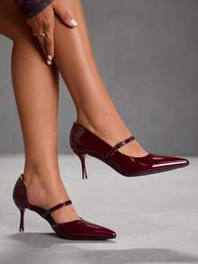 CUCCOO SZL Pointed Toe Stiletto High Heel Burgundy Pearl Fabric Sexy Comfortable Daily Commute Versatile Women's High Heel Pumps, Elegant Fashion Party Dress Shoes