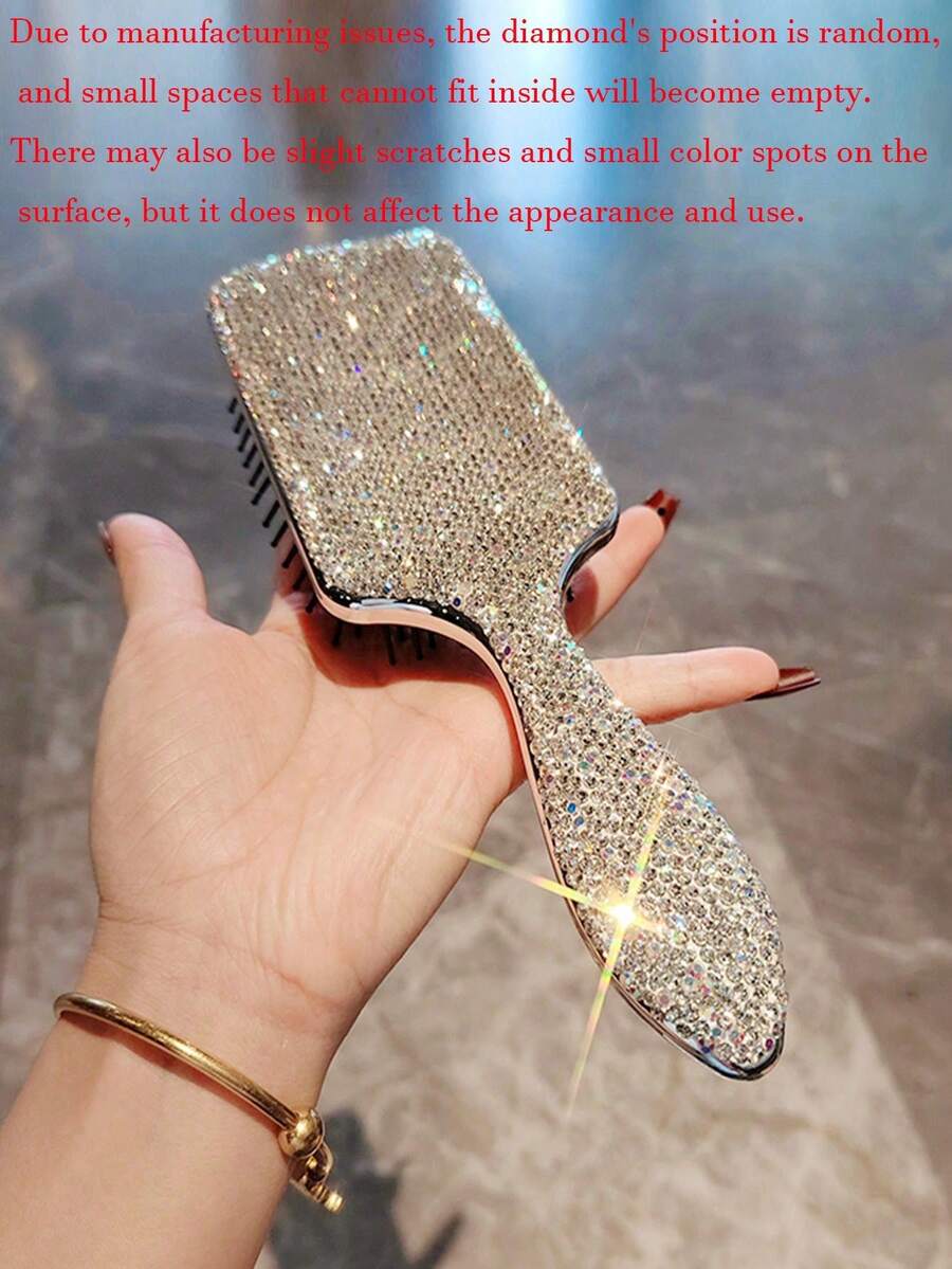 1件装，钻石系列（白钻），时尚闪亮水钻气垫梳，蓬松卷发气囊梳，家用干湿两用防静电按摩梳，个性化小众按摩梳，女士大号蓬松发夹梳，多色水钻，生日派对节日礼物，钻石装饰艺术品，万圣节，感恩节，圣诞节