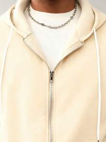 Manfinity Homme Bộ áo hoodie và quần dài nam màu trơn tối giản, bộ đồ thể thao nam màu kem, bộ đồ nam màu be, bộ đồ thể thao nam. - Màu be - Xem 6