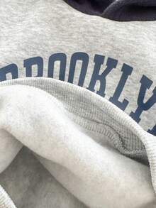 Genkimix Kids 2 件 Genkimix 男童休闲字母印花口袋连帽衫 + 纯色锥形裤套装 - 灰色 - 查看 2