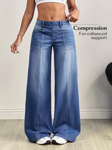 SHEIN Tall Tall Patchwork Distressed Denim Jeans - Medium Wash - View 4