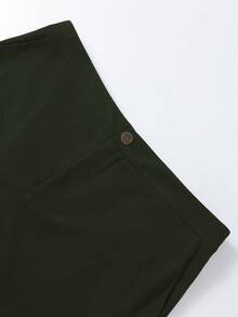 GlowEve CURVE Große Größen Elegante Vurlaubshose für Damen, hochwertige Bundfaltenhose mit Taschen für den Büroalltag - Armeegrün - Übersicht 4