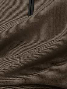 Manfinity Hypemode Men's Casual Colorblock Sweater For Autumn & Winter, Long Sleeve Top - Khaki - View 5