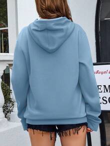 EMERY ROSE Women's Heart Print Long Sleeve Sweatshirt - Teal Blue - View 2