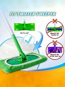 2 4 6 8 件装扁平超细纤维可水洗干湿两用易清洁兼容扫地机扁平地板拖把替换垫布家用清洁用品旋转拖把除尘器园艺工具家居装修 - 綠色 - 查看 5