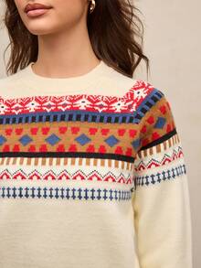 Activina 女士圣诞滑雪几何图案长袖毛衣 - 彩色 - 查看 5