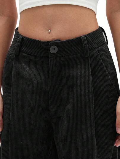 Aveloria GENKIRA 女士复古休闲直筒裤，橄榄绿，灯芯绒设计，修身显瘦，春季新品