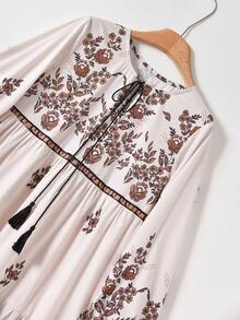 Rusticease 女士度假休闲印花系领连衣裙 - 彩色 - 查看 4