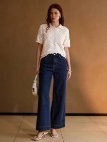 MOTF PREMIUM SEQUIN COLLAR SHORT SLEEVE KNIT TOP - Apricot - View 5