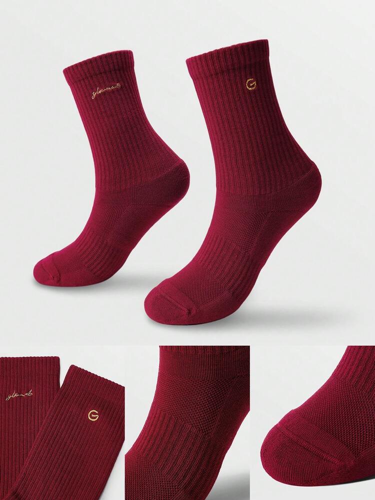 3 Pairs Socks Soft Ventilated Mesh With Embroidered Logo Gym Workout Daily