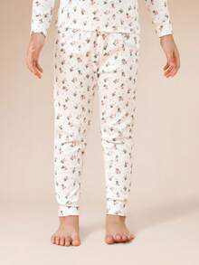 SUMWON Girls Floral Pajama Set Long Sleeve Top And Matching Pants Sleepwear Nightwear For Casual And Vacation - White - View 5