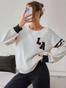 EURMUSE LA Varsity Knit Co-Ord Set With Striped Sleeves – & Black