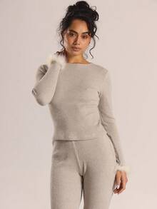 MUSERA V-Front Waistband Cropped Capri Trousers Only Autumn Winter Casual Going Out Everyday Night Out Sexy Cute Cosy    Party New Year Fall - Khaki - View 6