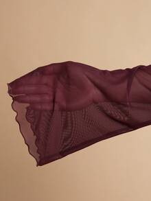 SHEIN BAE 大码女式酒红色长袖连衣裙 - 酒紅色 - 查看 4