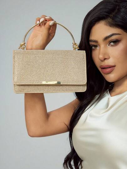 CUCCOO SZL 女士金属晚装手拿包，带闪亮亮片，时尚链条斜挎小方包，Tready 派对包和新娘包，Tready 新娘包，非常适合派对、婚礼、舞会、晚宴/宴会必备婚礼物品，与毕业礼服完美搭配，舞会礼服，与新娘派对完美搭配，新娘送礼会最佳优雅包包选择