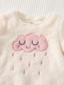 Cozy Pixies 2件套女婴爱心图案保暖加厚圆领长袖卫衣和松紧腰裤套装，保暖加厚冬季服装，适合冬季、新年穿着，柔软舒适，女婴秋冬套装，女婴保暖套装，舒适女婴套装，女婴休闲套装 - 粉色 - 查看 4