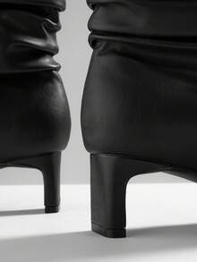 SHUZIA Bottes mi-mollet glamour et sexy à bout pointu et talon kitten pour femmes - Noir - Voir 4