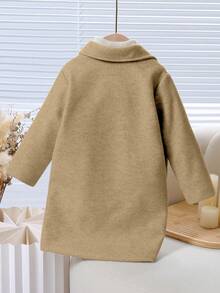 Elladie kids Cappotto oversize a maniche raglan con collo a bavero, minimalista e casual, in colore unito, per ragazze, adatto per autunno/inverno - Cachi - Visualizzare 2