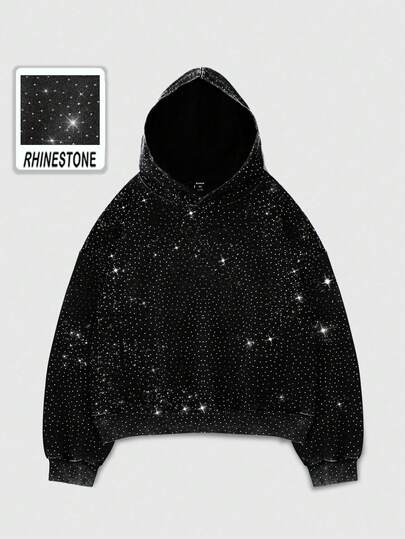 Street Life هودي مغسول بالألماس للأولاد، فضفاض المقاس