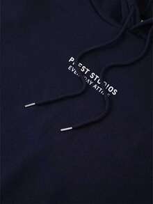 EMERY ROSE 大码休闲字母印花卫衣，秋冬季 - 藏蓝色 - 查看 5