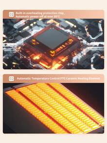 Teckwe 桌面小型暖风机，静音运行，适用于办公室，低功率500W风扇暖风机，卧室快速加热电暖器 - 彩色 - 查看 4