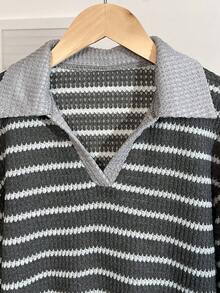 Tween Girls Casual Striped T-Shirt And Pants Set, Autumn - Grey - View 3