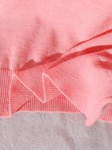少女花卉刺繡開襟衫，淺粉色秋季可愛開學款，柔軟歐根紗珍珠裝飾長袖V領鈕扣少女毛衣 - 粉色 - 查看 7