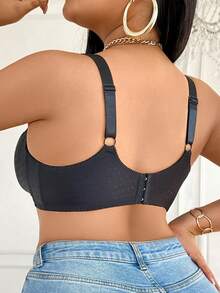 Sujetador inalámbrico sin costuras delgado de talla grande - Negro - Ver 2