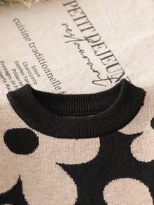 SHEIN Playful Pals 女婴时尚休闲可爱图案提花针织长袖上衣和裤子套装，秋冬两件套，秋冬套装毛衣裤子两件套，花卉针织套装，秋冬两件套，女婴保暖套装，两件套，婴儿套装，秋冬季婴儿针织衫，女婴秋季针织毛衣