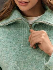 In My Nature Women's Casual Drop Shoulder Loose Half-Zip Knit Sweater, Autumn/Winter