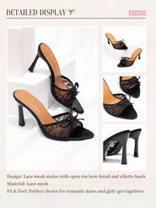 CUCCOO CHICEST New Fashionable Versatile Rhinestone Bow Strap Stiletto High Heel Sandals For Christmas