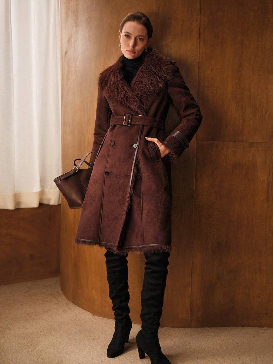 MOTF PREMIUM DOUBLE BREASTED FAUX FUR COAT