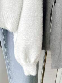 SHEIN 少女套頭拉根袖毛絨針織開衫