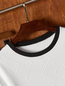 Manfinity VCAY Men's Casual Pullover Sweatshirt Men Casual Top And Bottom Set Men 2 Piece Set Men 2 Piece Set Spring Fall Sando Men Jogger Set Men Black And White Set - Multicolor - View 5