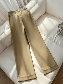 Gloray Pantaloni larghi e morbidi da donna taglie forti, nuovo design elegante per l'autunno/inverno - Cachi - Visualizzare 2