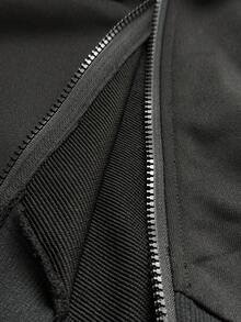 Sunspun Áo nỉ chắp vá lông giả màu trơn ôm sát cạp cao sang trọng - màu đen - Xem 8