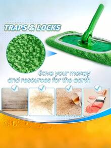 2 4 6 8 件装扁平超细纤维可水洗干湿两用易清洁兼容扫地机扁平地板拖把替换垫布家用清洁用品旋转拖把除尘器园艺工具家居装修 - 綠色 - 查看 6